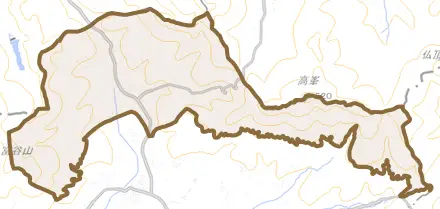 門毛とその周辺の地図。町の範囲を重ねている