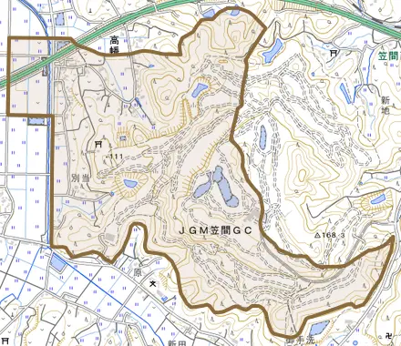 高幡とその周辺の地図。町の範囲を重ねている