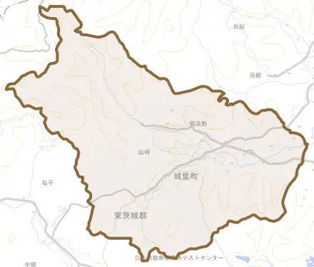 大字錫高野とその周辺の地図。町の範囲を重ねている
