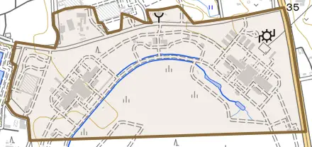 上沢とその周辺の地図。町の範囲を重ねている