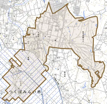板橋とその周辺の地図。町の範囲を重ねている