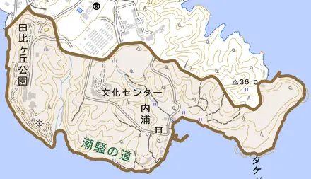 字内浦とその周辺の地図。町の範囲を重ねている