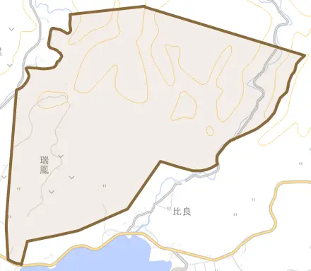 字瑞鳳とその周辺の地図。町の範囲を重ねている