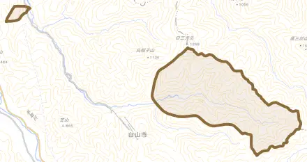 河内町奥池とその周辺の地図。町の範囲を重ねている