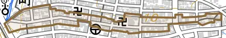 美川北町とその周辺の地図。町の範囲を重ねている
