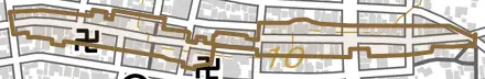美川新町とその周辺の地図。町の範囲を重ねている