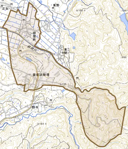 紺屋町とその周辺の地図。町の範囲を重ねている