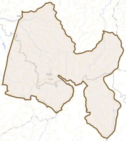 沢川とその周辺の地図。町の範囲を重ねている