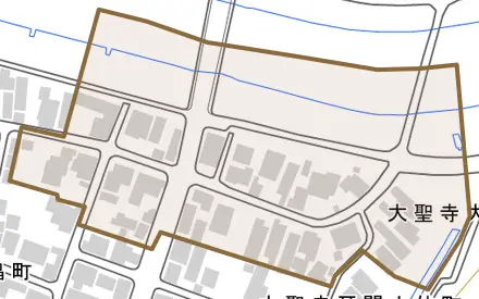 大聖寺大名竹町とその周辺の地図。町の範囲を重ねている