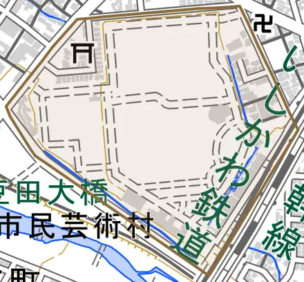 大和町とその周辺の地図。町の範囲を重ねている