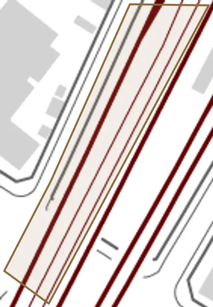 日吉町とその周辺の地図。町の範囲を重ねている