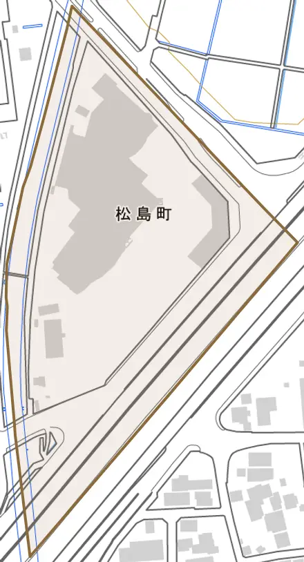 松島町とその周辺の地図。町の範囲を重ねている