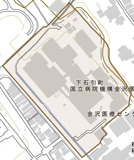 下石引町とその周辺の地図。町の範囲を重ねている