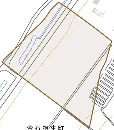 金石相生町とその周辺の地図。町の範囲を重ねている