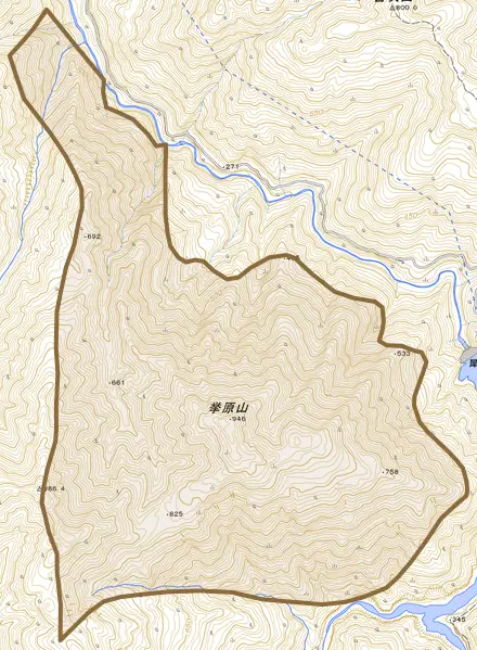 見定町とその周辺の地図。町の範囲を重ねている