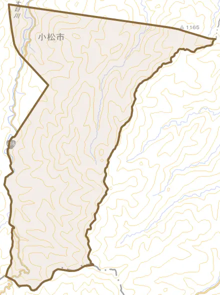 花立町とその周辺の地図。町の範囲を重ねている