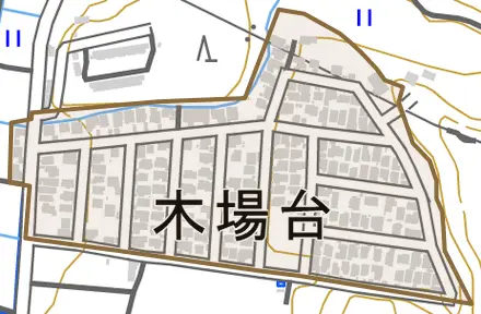 木場台とその周辺の地図。町の範囲を重ねている