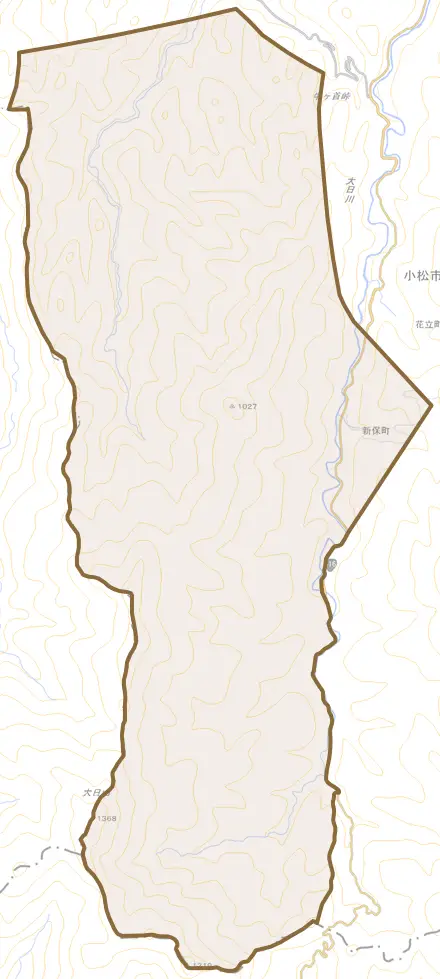 新保町とその周辺の地図。町の範囲を重ねている