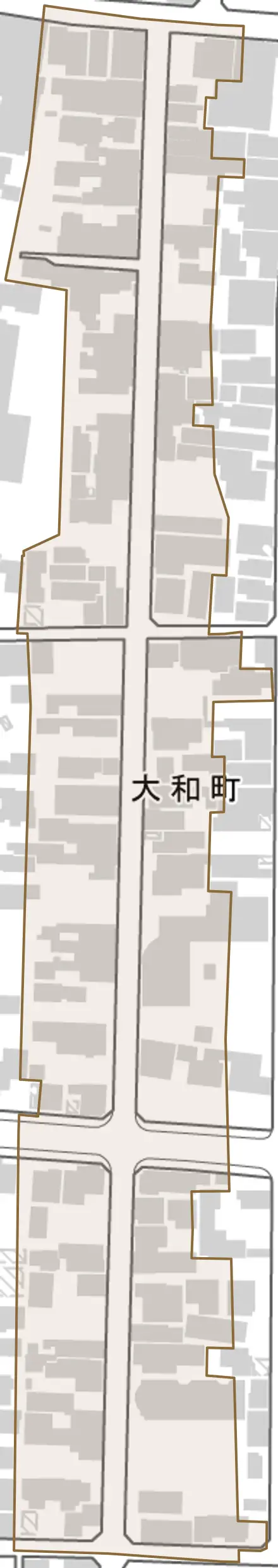 大和町とその周辺の地図。町の範囲を重ねている
