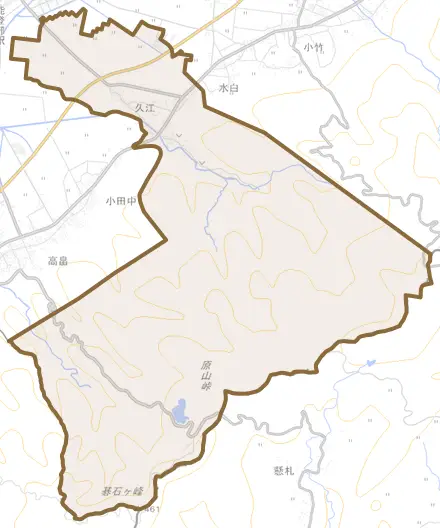 久江とその周辺の地図。町の範囲を重ねている