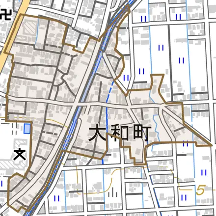 大和町とその周辺の地図。町の範囲を重ねている