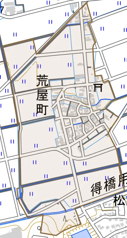荒屋町とその周辺の地図。町の範囲を重ねている
