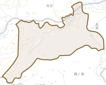 字五郎左エ門分とその周辺の地図。町の範囲を重ねている