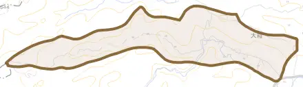 字大箱とその周辺の地図。町の範囲を重ねている
