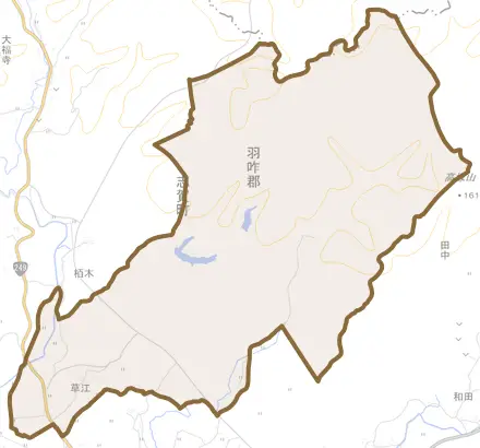 草江とその周辺の地図。町の範囲を重ねている