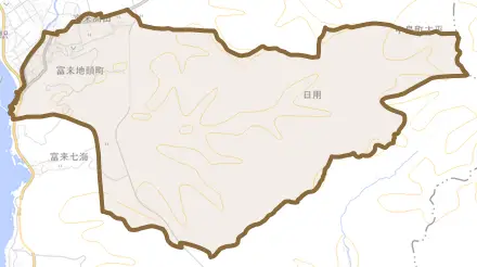 富来地頭町とその周辺の地図。町の範囲を重ねている