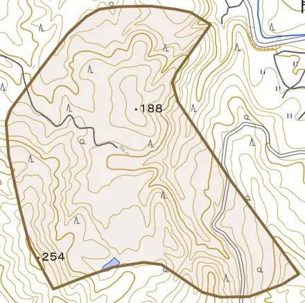 門前町木原月とその周辺の地図。町の範囲を重ねている