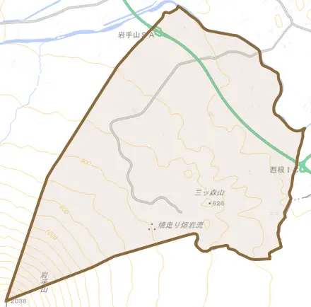 平笠とその周辺の地図。町の範囲を重ねている