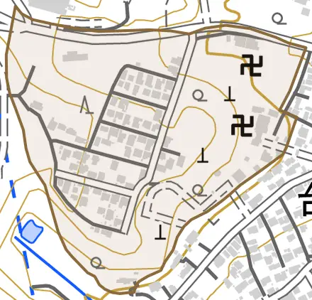 字台町とその周辺の地図。町の範囲を重ねている