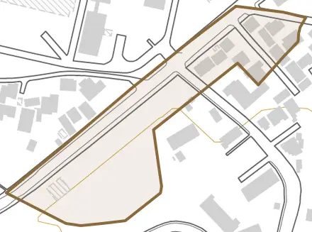 中里とその周辺の地図。町の範囲を重ねている