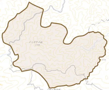 下有芸とその周辺の地図。町の範囲を重ねている