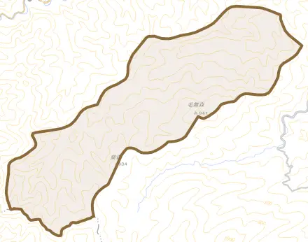 鼠入とその周辺の地図。町の範囲を重ねている