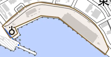 魚河岸とその周辺の地図。町の範囲を重ねている