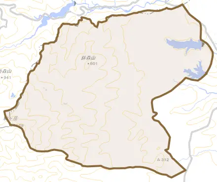 西根とその周辺の地図。町の範囲を重ねている
