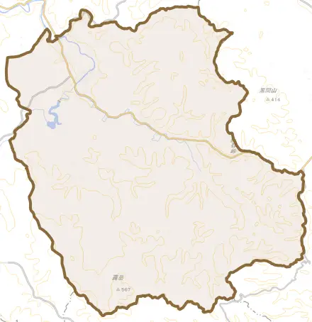 大字小軽米とその周辺の地図。町の範囲を重ねている