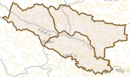 山形町戸呂町とその周辺の地図。町の範囲を重ねている