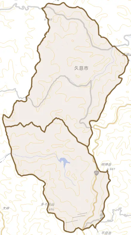 山形町荷軽部とその周辺の地図。町の範囲を重ねている