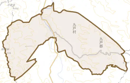 伊保内とその周辺の地図。町の範囲を重ねている