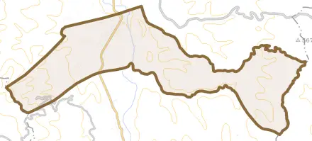 山根とその周辺の地図。町の範囲を重ねている