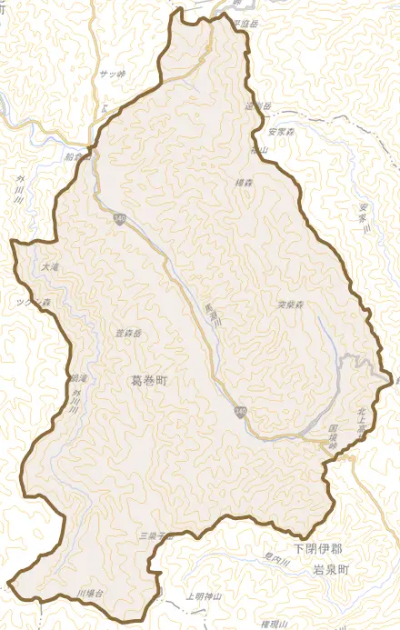 江刈とその周辺の地図。町の範囲を重ねている