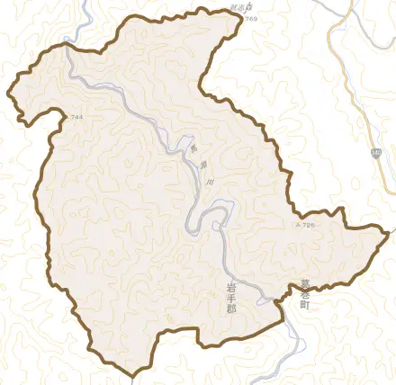 田部とその周辺の地図。町の範囲を重ねている