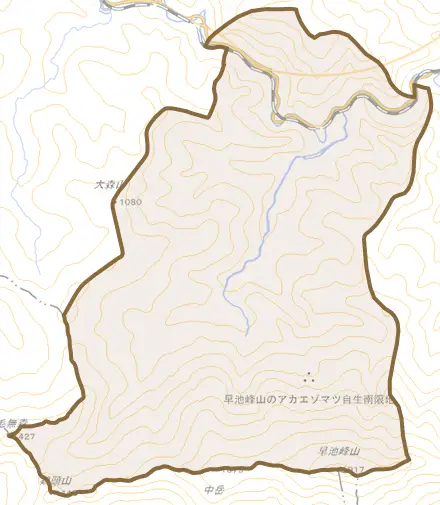 門馬とその周辺の地図。町の範囲を重ねている