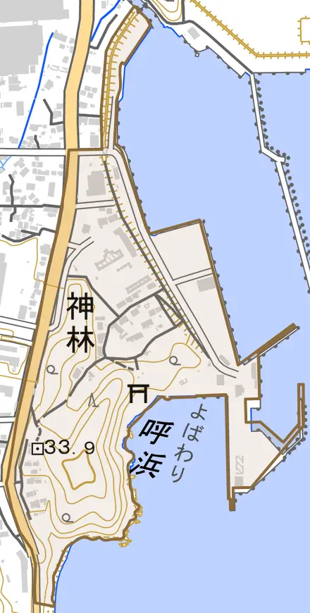 神林とその周辺の地図。町の範囲を重ねている