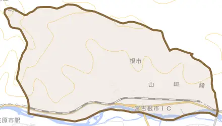 千徳とその周辺の地図。町の範囲を重ねている