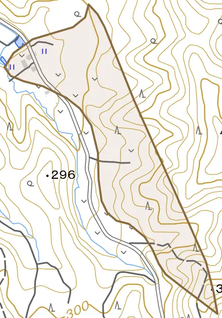 玉山とその周辺の地図。町の範囲を重ねている