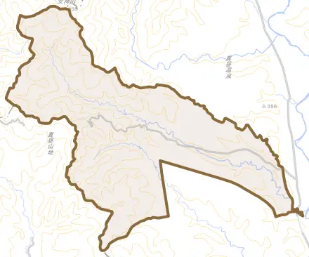 下前とその周辺の地図。町の範囲を重ねている